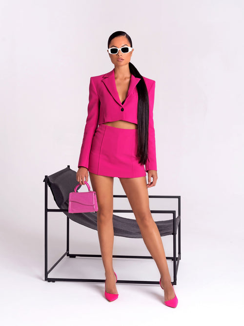 Hot Pink High Waist Mini Skirt