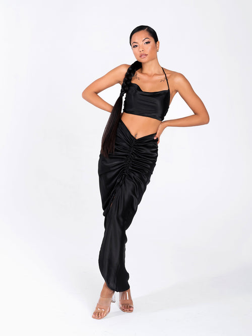 Back Straps Satin Crop Top