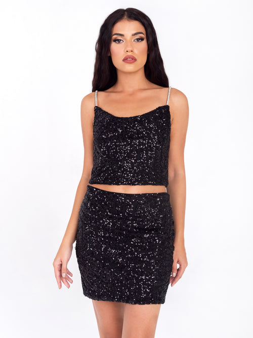 Sequins Black Skirt