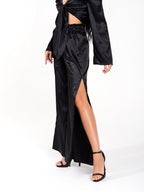 Satin High Slit Trousers